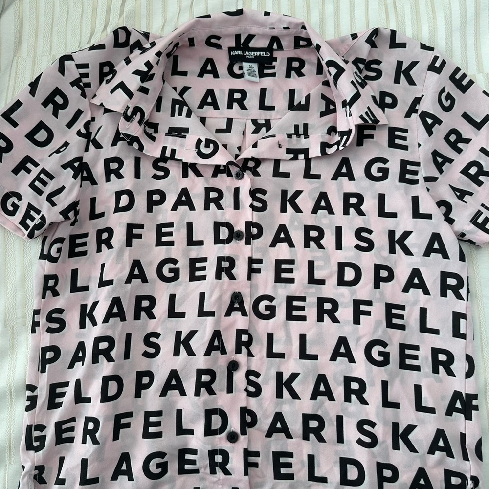 Karl Lagerfeld Black and Pink Logo Men's Shirt